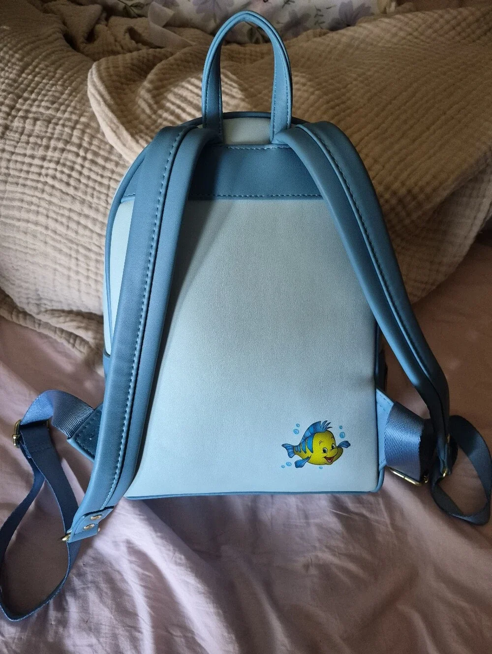 NWT Loungefly Disney The Little Mermaid Stained Glass Mini Backpack - Light Blue